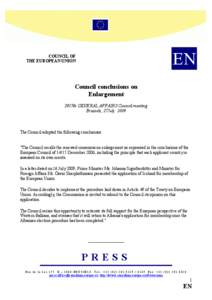 EN  COUCIL OF THE EUROPEA UIO  Council conclusions on