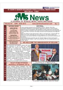 ST. MARK’S SENIOR SECONDARY PUBLIC SCHOOL, MEERA BAGH NEW DELHI[removed]News  A JOURNAL OF SCHOOL NEWS, VIEWS AND IDEAS