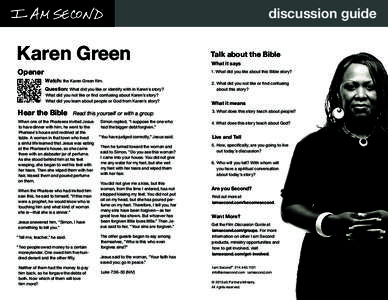 discussion guide  Karen Green Opener  Talk about the Bible