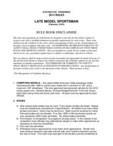 SOUTHSIDE SPEEDWAY 2014 RULES LATE MODEL SPORTSMAN (February, 2014)