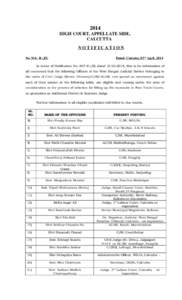 2014 HIGH COURT, APPELLATE SIDE, CALCUTTA NOTIFICATION Dated, Calcutta, 03rd April, 2014