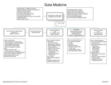 Duke Medicine -Administration & Facilities (M. Brown) -Strategic Planning, Business Development & Network Services (Danoff) -Corporate Finance (Morris) -Information Technology (Ferranti)