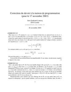 Correction du devoir a` la maison de programmation (pour le 17 novembre[removed]Jean Goubault-Larrecq ENS Cachan [removed]