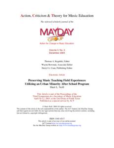 Preservice music teaching field experiences utilizing an urban minority after school program