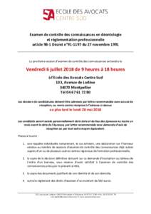 plaquette d'information EFACS EXAMEN ART 98-1 du vendredi 6 juillet 2018