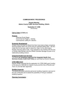 COMMISSIONERS’ PROCEEDINGS Regular Meeting Adams County Public Services Building, Othello September 27, 2006 (Wednesday)