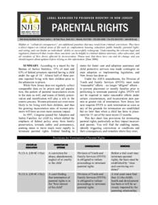 LEGAL BARRIERS TO PRISONER REENTRY IN NEW JERSEY  PARENTAL RIGHTS New Jersey Institute for Social Justice • 60 Park Place, Suite 511 • Newark, NJ 07102 • [removed] • Fax[removed] • www.NJISJ.org  Hidden 