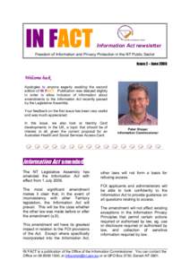 IN FACT  Information Act newsletter Freedom of Information and Privacy Protection in the NT Public Sector Issue 2 – June 2006