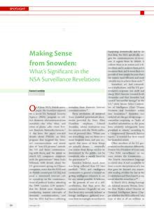 Spotlight  Making Sense from Snowden:  happening domestically and to do