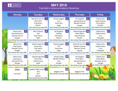 MAY 2018 Triad Math & Science Academy Elementary Beef Soft Taco/Tort Brown Rice Pinto Beans