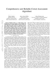 arXiv:1411.3377v1 [cs.DB] 12 NovComprehensive and Reliable Crowd Assessment Algorithms Manas Joglekar