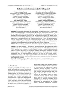 Procesamiento del Lenguaje Natural, núm[removed]), pp[removed]recibido[removed]; aceptado[removed]Relaciones morfoléxicas sufijales del español Octavio Santana Suárez