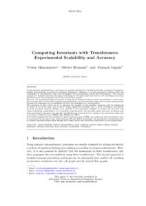 NSADComputing Invariants with Transformers: Experimental Scalability and Accuracy Vivien Maisonneuve1 , Olivier Hermant2 and François Irigoin3 MINES ParisTech, France