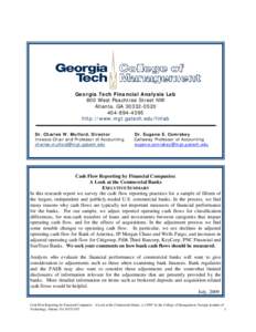 Georgia Tech Financial Analysis Lab 800 West Peachtree Street NW Atlanta, GA[removed][removed]http://www.mgt.gatech.edu/finlab Dr. Charles W. Mulford, Director