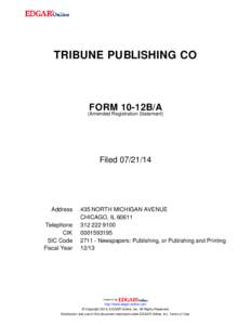 TRIBUNE PUBLISHING CO  FORM 10-12B/A (Amended Registration Statement)