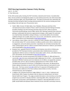 PSCP Steering Committee Summer Policy Meeting July 23 – 26, 2014 St. Paul, Minnesota At the 2014 summer policy meeting, the PSCP Committee, chaired by Scott Somers, Councilmember, Mesa, Arizona worked on developing NLC