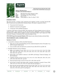 5020 Chesebro Road, Suite 200, Agoura Hills, CA[removed]Tel[removed], Fax[removed], www.aspeneg.com PROJECT MEMORANDUM SCE DPV2 TRANSMISSION PROJECT To: