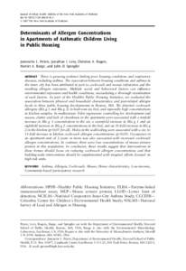 Journal of Urban Health: Bulletin of the New York Academy of Medicine doi:[removed]s11524[removed] * 2007 The New York Academy of Medicine Determinants of Allergen Concentrations in Apartments of Asthmatic Children Livi