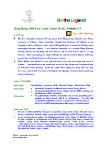 Hong Kong 2009 East Asian Games (EAG) Bulletin # 9 1 EAG News 