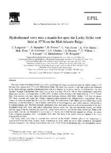 Physical oceanography / Hydrothermal circulation / Seamount / 9° North / Breccia / Basalt / Hydrothermal vents and seamounts of the Azores / Geology / Economic geology / Hydrothermal vents