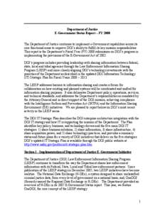 Department of Justice E-Government Status Report – FY 2008