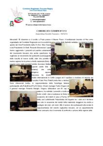 COMUNICATO STAMPA N°2/13 Assemblea Società Toscane – [removed]Mercoledì 18 dicembre si è svolto a Prato presso il Museo Pecci, il tradizionale incontro di fine anno