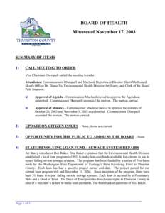 THURSTON COUNTY BOARD OF HEALTH MINUTES