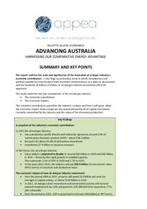 DELOITTE ACCESS ECONOMICS  ADVANCING AUSTRALIA HARNESSING OUR COMPARATIVE ENERGY ADVANTAGE  SUMMARY AND KEY POINTS
