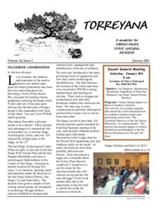 TORREYANA A newsletter for TORREY PINES STATE NATURAL RESERVE Volume 12, Issue 1