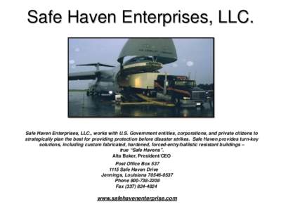 Safe Haven Enterprises, Inc.