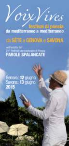festival di poesia  da mediterraneo a mediterraneo da Sète a GENOVA e SAVONA nell’ambito del