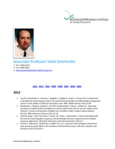 Associate Professor Vitali Sintchenko T: +F: +E:    -