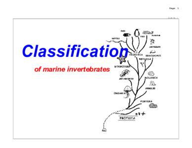 Page: 1  Slide No. 1 Classification of marine invertebrates