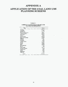 APPENDIX A   APPLICATION OF THE COAL LAND USE PLANNING SCREENS