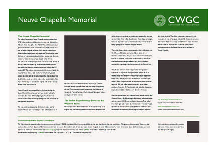 The Neuve Chapelle Mem_Layout[removed]:15 Page 1  Neuve Chapelle Memorial The Neuve Chapelle Memorial  Indian Army were ordered to mobilise and prepare for overseas