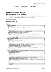 Drafting Direction No. 3.6 Statutory and other bodies PARLIAMENTARY COUNSEL  Drafting Direction No. 3.6