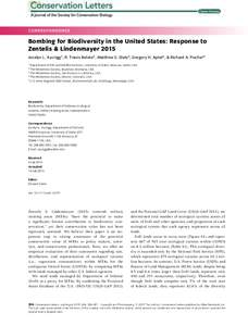 CORRESPONDENCE  Bombing for Biodiversity in the United States: Response to Zentelis & Lindenmayer 2015 Jocelyn L. Aycrigg1 , R. Travis Belote2 , Matthew S. Dietz3 , Gregory H. Aplet4 , & Richard A. Fischer5 1