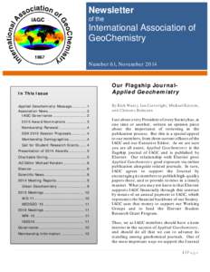 Newsletter of the International Association of GeoChemistry Number 61, November 2014