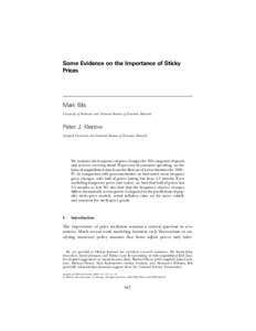 Some Evidence on the Importance of Sticky Prices Mark Bils University of Rochester and National Bureau of Economic Research