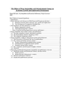 The Effects of Wage Inequalities and Organisational Change on Economic Growth and Employment Performance Project full name: Pay Inequalities and Economic Performance. Project Acronym PIEP’ Part I Outline of research hy