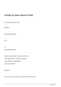 Chivalry by James Branch Cabell  Chivalry by James Branch Cabell CHIVALRY