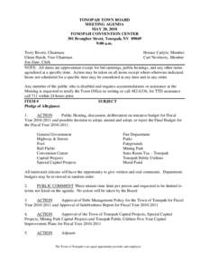 TONOPAH TOWN BOARD MEETING AGENDA MAY 20, 2010 TONOPAH CONVENTION CENTER 301 Brougher Street, Tonopah, NV[removed]:00 a.m.