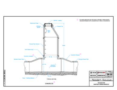 1 SW-601 Casting For sewer pipes less than 48 inches in diameter, install eccentric reducers/increasers with a standard tee or utilize a composite tee.