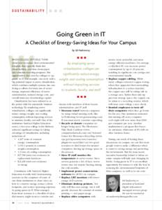 Sustainability  Going Green in IT A Checklist of Energy-Saving Ideas for Your Campus  W