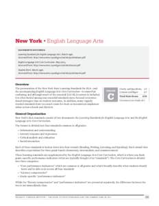 New York • English Language Arts DOCUMENTS REVIEWED Learning Standards for English Language Arts. March[removed]Accessed from: http://www.emsc.nysed.gov/ciai/ela/pub/elalearn.pdf English Language Arts Core Curriculum