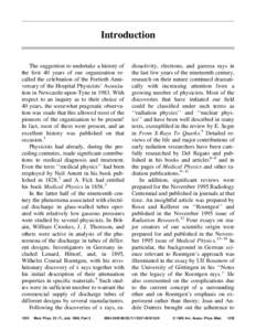 Introduction The suggestion to undertake a history of the first 40 years of our organization recalled the celebration of the Fortieth Anniversary of the Hospital Physicists’ Association in Newcastle-upon-Tyne in 1983. 