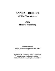 Macroeconomics / Corporate finance / Cynthia Lummis / Wyoming / Financial services / Private equity / Oklahoma State Treasurer / Fund accounting / Financial economics / Finance / Investment