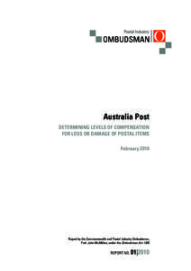 Australia Post: determining levels of compensation for loss or damage of postal items