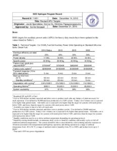 DOE Hydrogen Program Record - Revised APU Targets