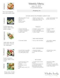 MONDAY  Weekly Menu June 1-5, 2015 via www.tasteslovely.com